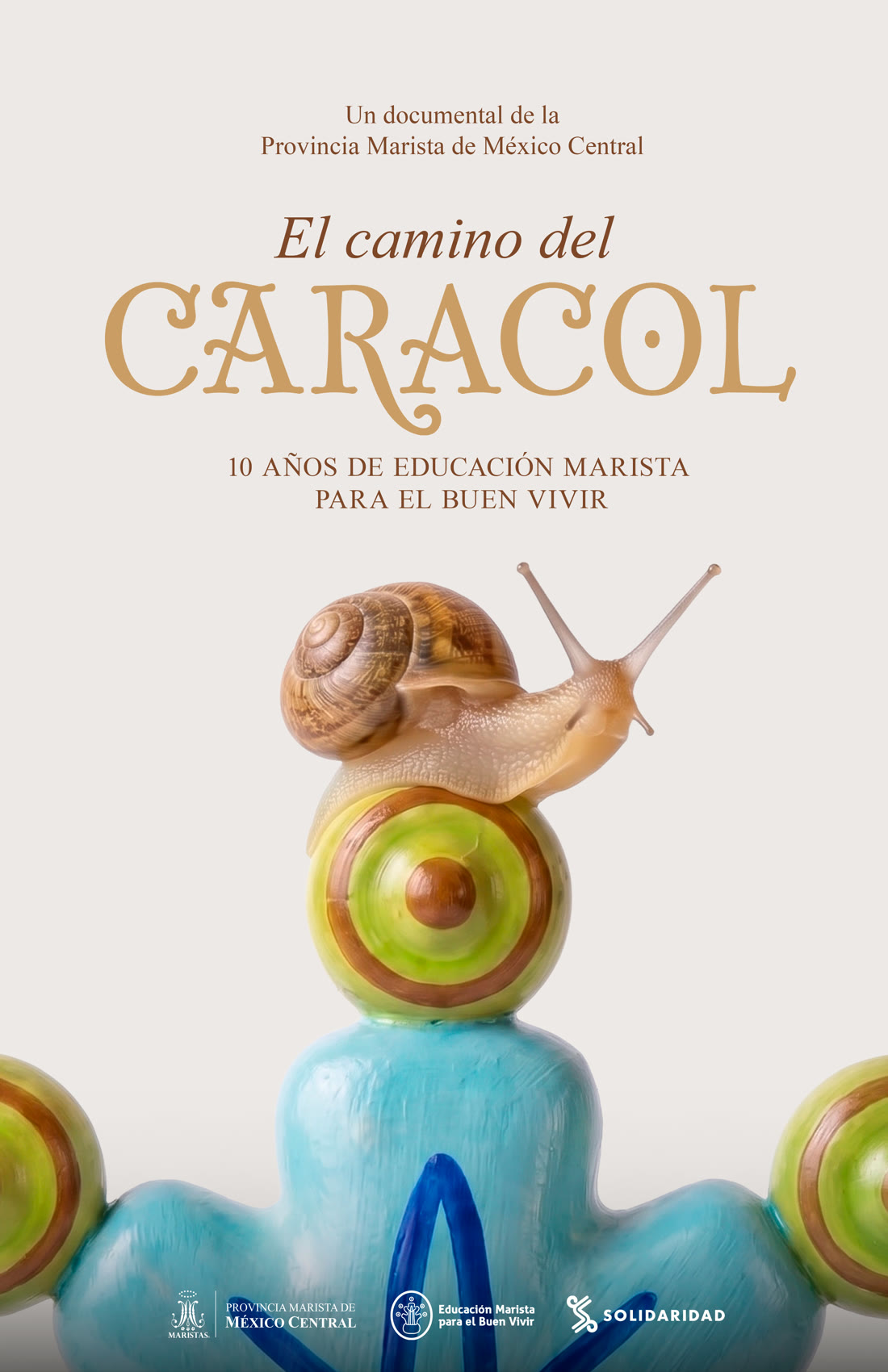 Cartel de El camino del caracol: un caracol sobre una figura de colores